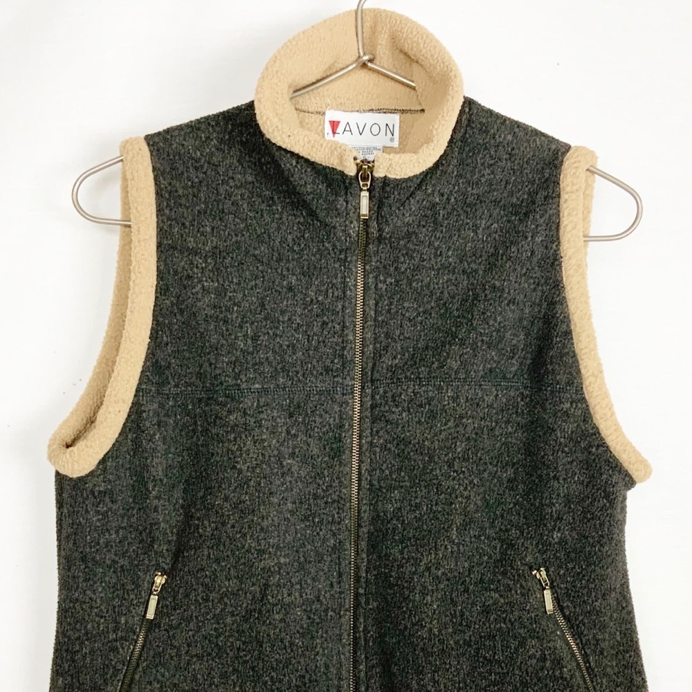 LAVON Gray and Tan Fleece Vest